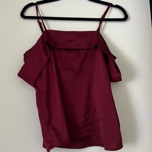 Akita red off-shoulder satin top